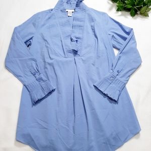 Soft Surroundings Pullover‎ Tuxedo Ruffle Trim Top